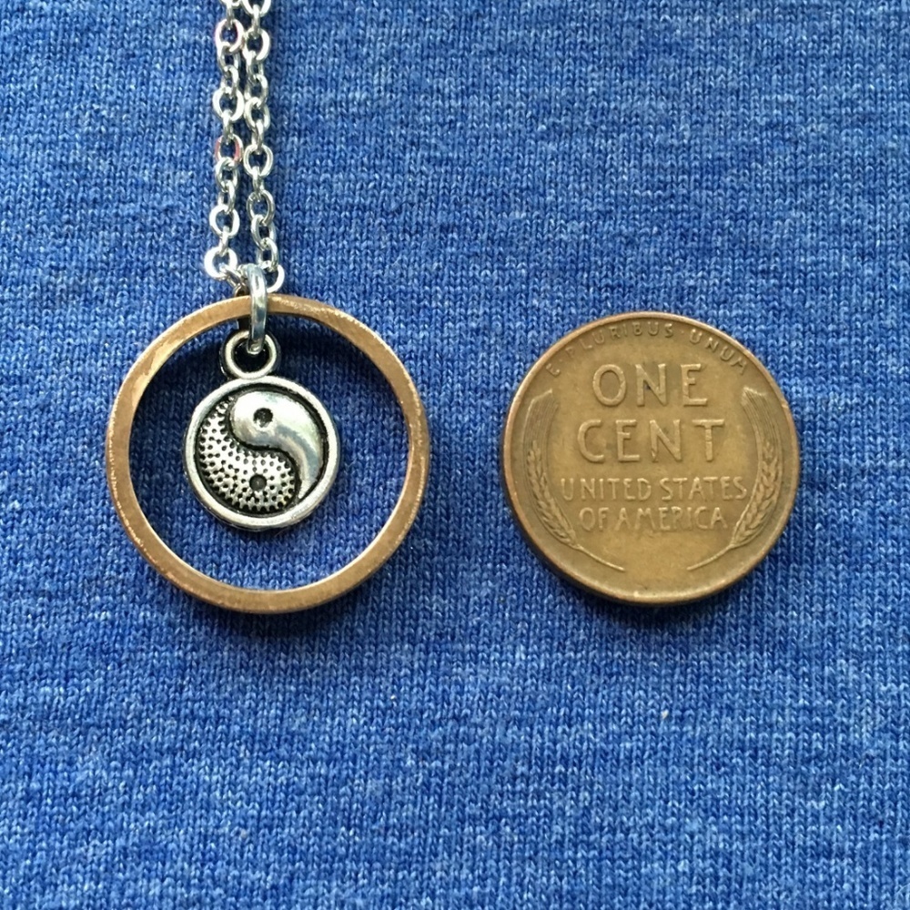 US Copper Wheat Penny Coin Ring Yin Yang Necklace Stainless Steel Unisex Lucky - Picture 7 of 11